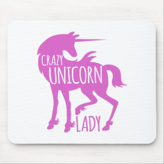crazy unicorn lady in pink mouse pad