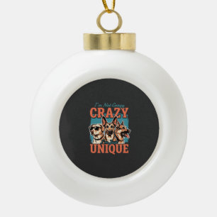 Crazy Unique Dog Lover Ceramic Ball Christmas Ornament