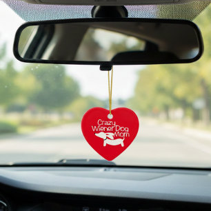 Crazy Wiener Dog Mom Christmas Tree Ornament Doxie