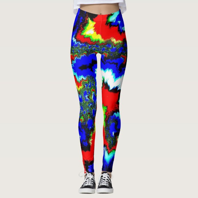 Crazy Wild Abstract Mandlebrot Leggings (Front)