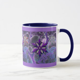 Crazy Wild Purple Fractal Christmas Ornament Mug