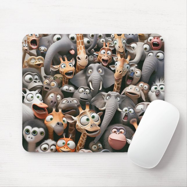Crazy Wildlife Group  Mouse Pad (With Mouse)