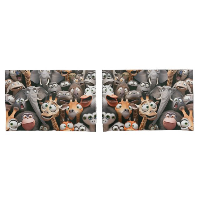 Crazy Wildlife Group  Pillowcase (Front-Set)