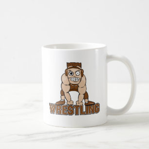 crazy wrestler wrestling design coffee mug