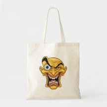 Crazy Yellow Caricature visage pour le Sac fourre-