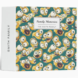 Crazy Yellow Monster Teal Halloween Binder