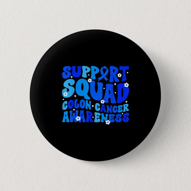 Crc colon cancer awareness support squad blue 2 inch round button (Front)