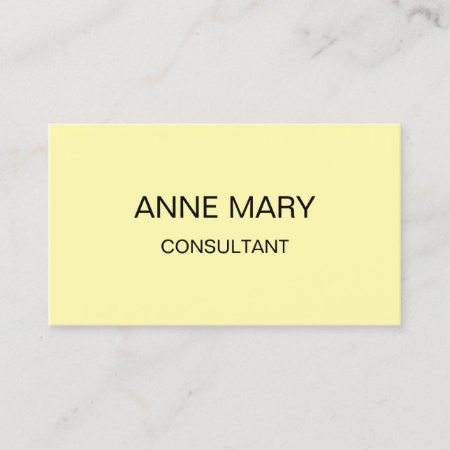 Crea Ivory Yellow Modern Minimalist Professtional Business Card (Front)