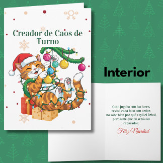 Creador de Caos de Turno Amante de Gatos Navidad Holiday Card