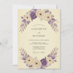 Cream Amethyst Rose Wedding Invitation