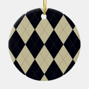 Cream and Black Argyle Ornament