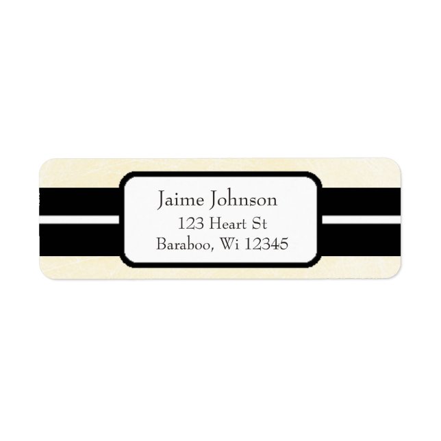 Cream and Black Classy  Return Address Sticker (Front)