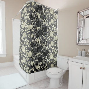 Cream And Black Floral Toile On Grey
