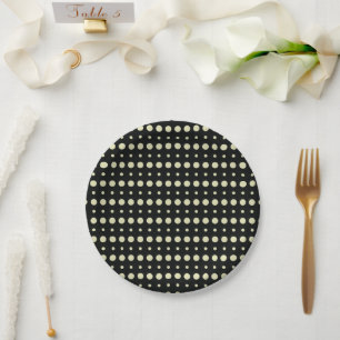Cream and Black Minimalist Polka Dots g9 Paper Plate