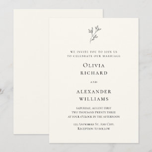 Cream and Black Minimalist Wedding Invitation