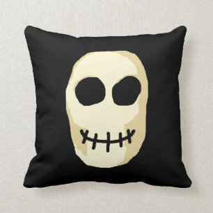 Cream and Black Skull. Throw Pillow