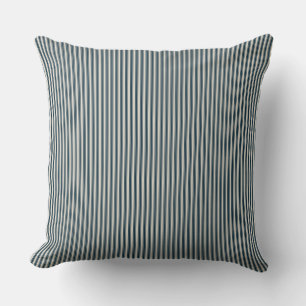 Cream and Black Ticking Stripe Throw Pillow
