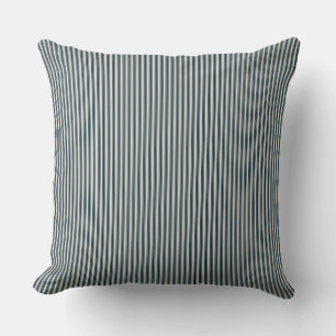 Cream and Black Ticking Stripe  Throw Pillow