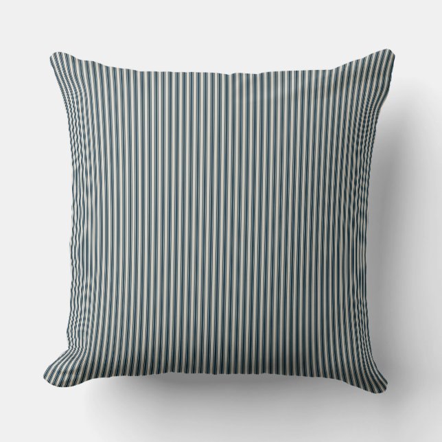Cream and Black Ticking Stripe  Throw Pillow (Front)