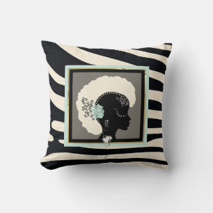 Cream and black zebra print throw pillow
