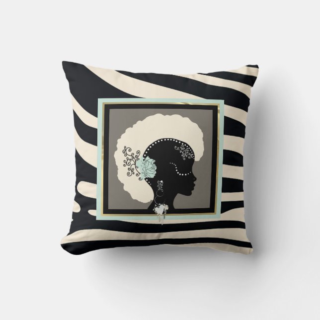 Cream and black zebra print throw pillow (Front)