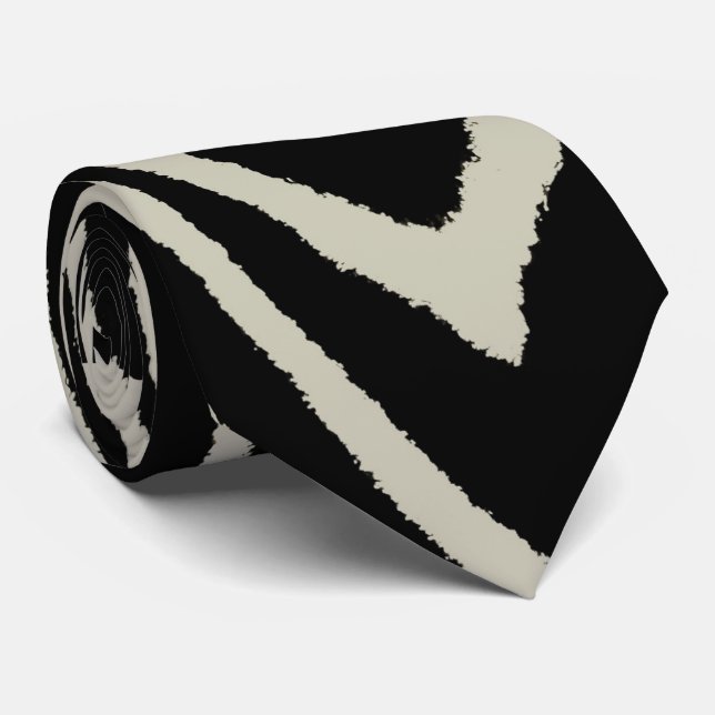 Cream And Black Zebra Stripes, Tie (Rolled)