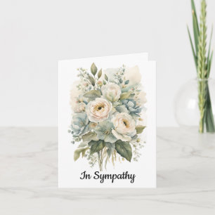 Cream and Blue Flowers Sympathy Card