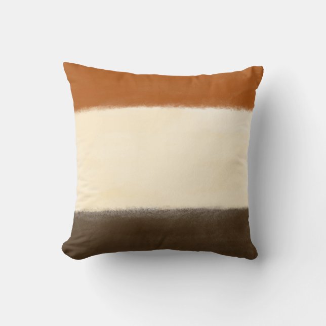 Cream and Brown Colour Block Throw Pillow (Front)