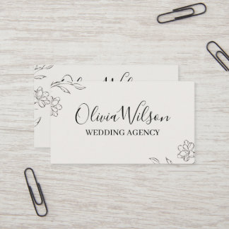 Cream and brown floral wedding business  card