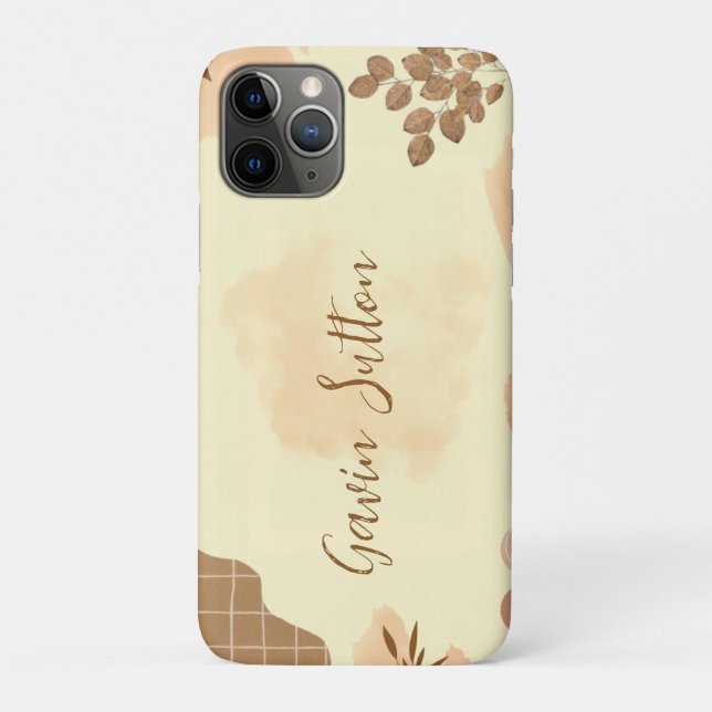 Cream and Brown Minimalist Case-Mate iPhone Case (Back)