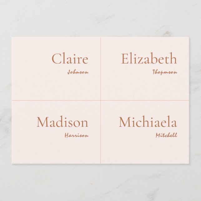 Cream and Burnt Orange Wedding Place Card DIY (Front)