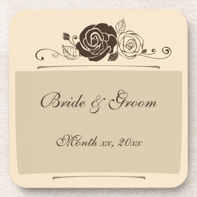 Cream and Coffee Roses Coordinating Gifts Coaster (Front)