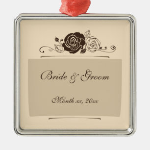 Cream and Coffee Roses Coordinating Gifts Metal Ornament