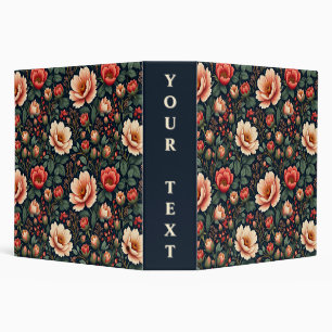 Cream and Coral Beautiful Floral Binder