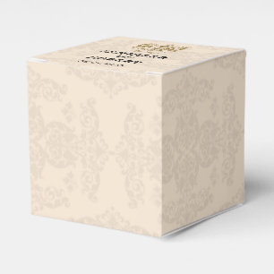 Cream and Gold Damask Wedding Favour Box