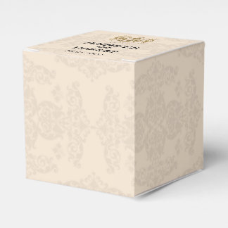 Cream and Gold Damask Wedding Favour Box