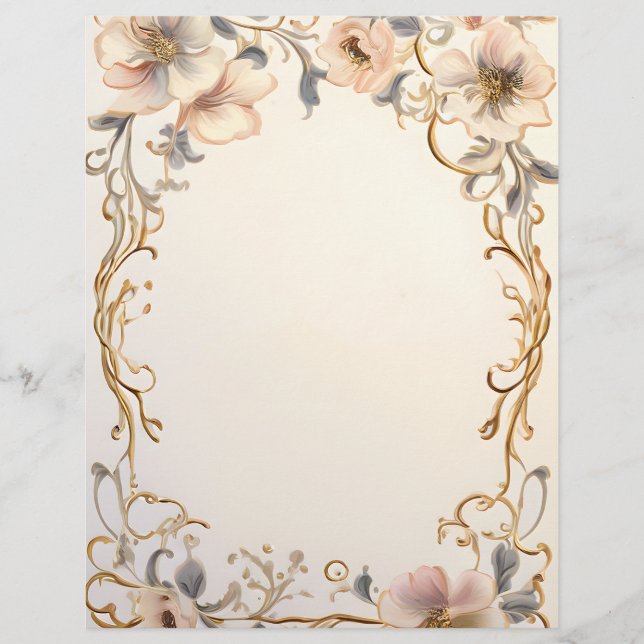 Cream and Gold Floral Celebration Letterhead (Front)
