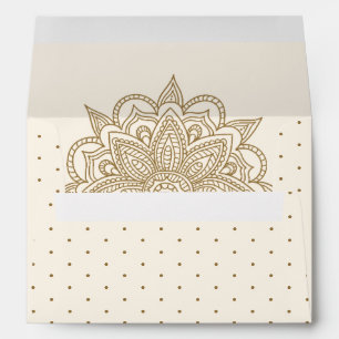 Cream and Gold Henna Mehndi Wedding Envelope