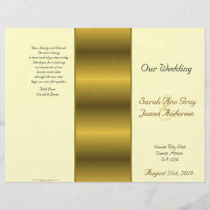 Cream and gold Jewish wedding program