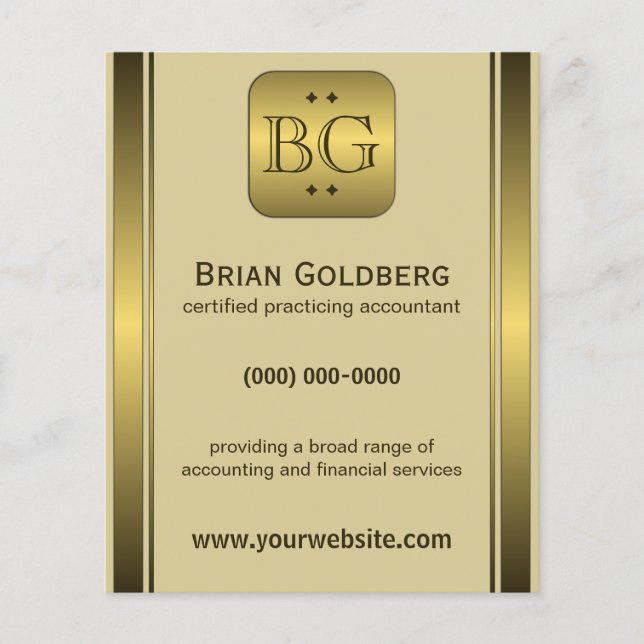 Cream and Gold Plate 4.5" x 5.6" Accountant Flyers (Front)