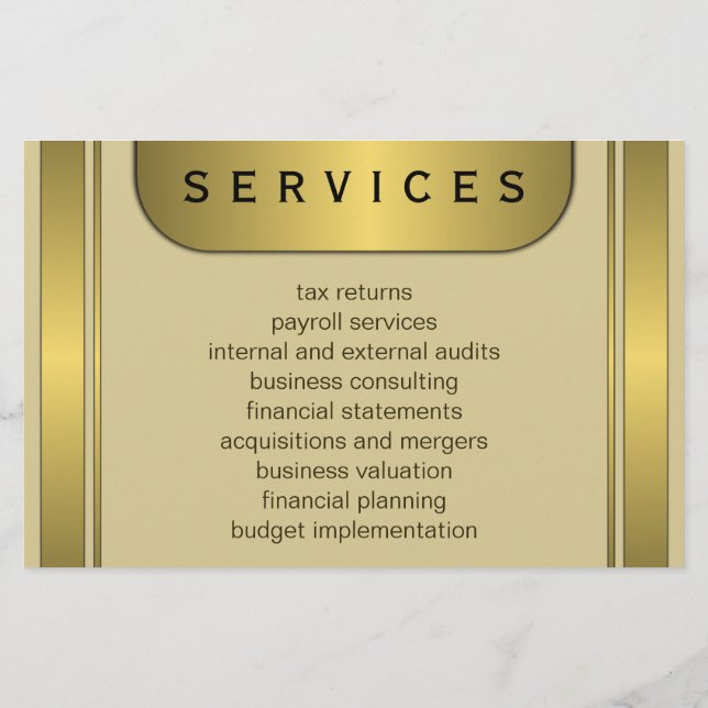Cream and Gold Plate 5.5" x 8.5" Accountant Flyers (Back)