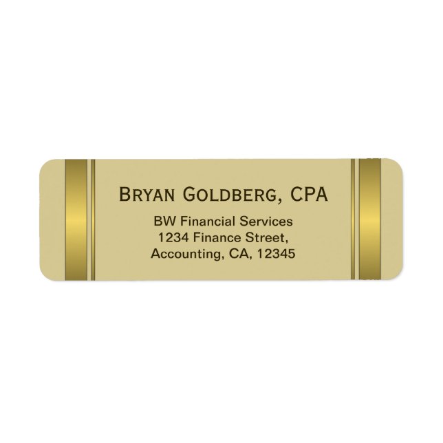 Cream and Gold Plate CPA Accountant Address Labels (Front)