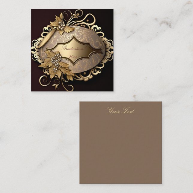 Cream and Gold Scrapbook Style Square Business Card (Front/Back)