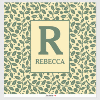 Cream and Green Leaf Pattern Luggage