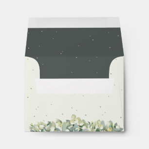 Cream and Green Snowberry+Eucalyptus Wedding A2 Envelope