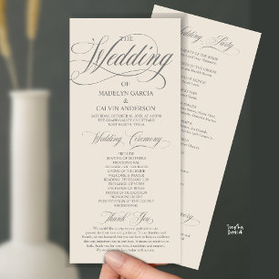Cream and Grey Modern Script All In One Wedding Program
