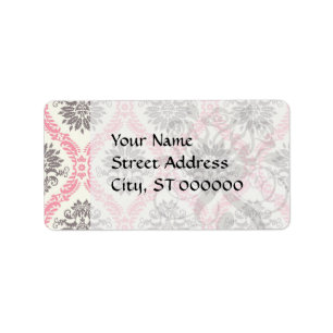 cream and grey tan damask bliss label