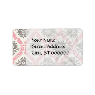cream and grey tan damask bliss label