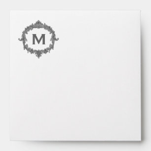 Cream and Grey Vintage Monogram M Felt Paper Envelopes