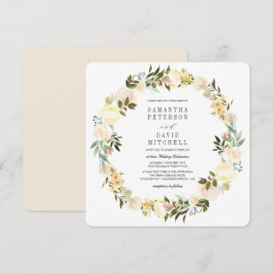 Cream and Ivory   Botanical Garland Floral Wedding Invitation